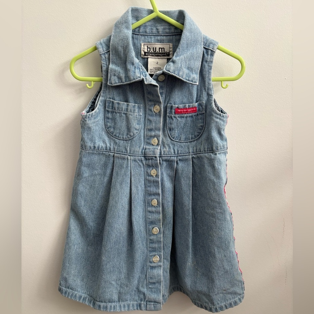 Vintage b.u.m. Equipment Denim Dress 2T Y2K Toddler - Picture 2 of 6